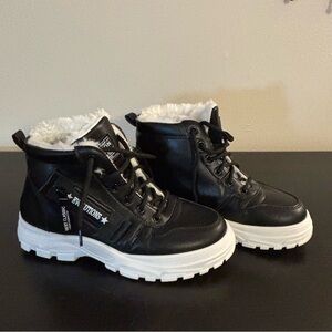 Black Women's Winter Fur-Lined Ankle Boots